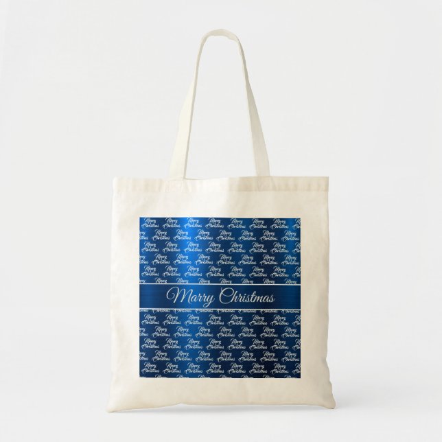 Christmas Celebration White Snowflakes Navy Blue Tygkasse (Framsidan)