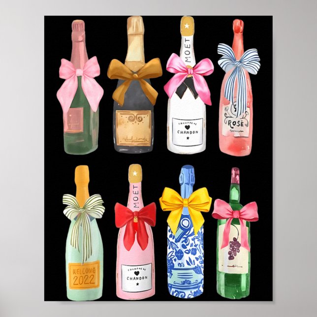 Christmas Champagne Cool Gl Coquette Bottle  Poster (Framsidan)