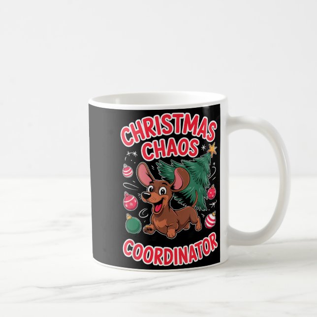 Christmas Chaos Coordinator Xmas Puppy Funny Dachs Kaffemugg (Höger)