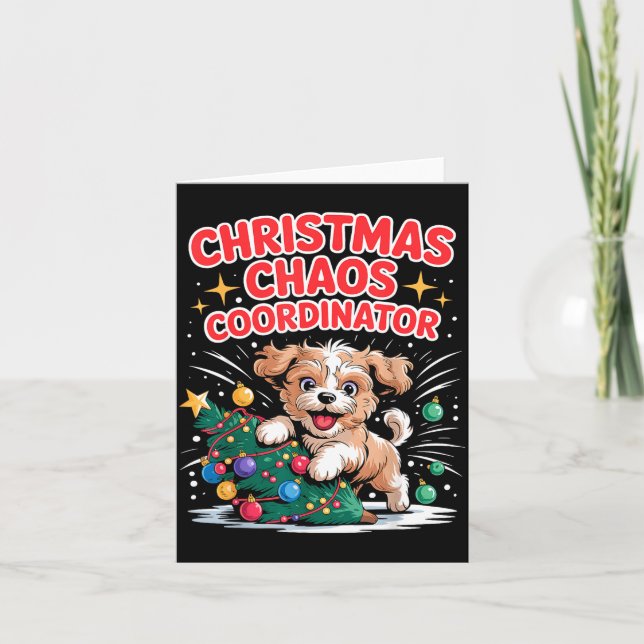 Christmas Chaos Coordinator Xmas Puppy Funny Shi-o Kort (Framsida)