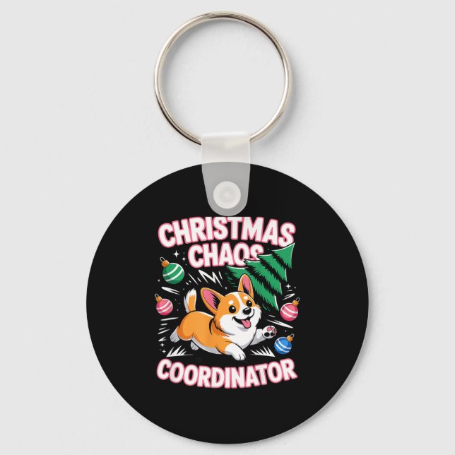 Christmas Chaos Coordinator Xmas Puppy Funny Welsh Nyckelring (Framsida)