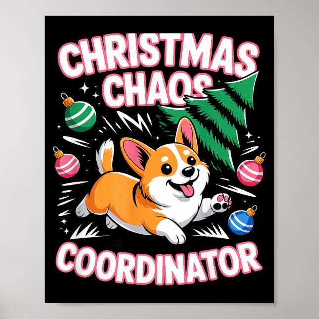 Christmas Chaos Coordinator Xmas Puppy Funny Welsh Poster (Framsidan)