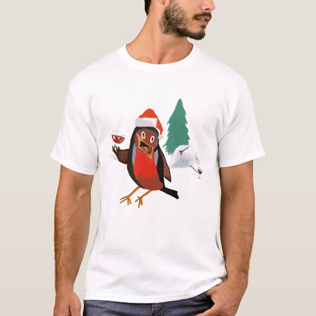 Christmas Cheers Robin on men's t-shirt (Framsida)
