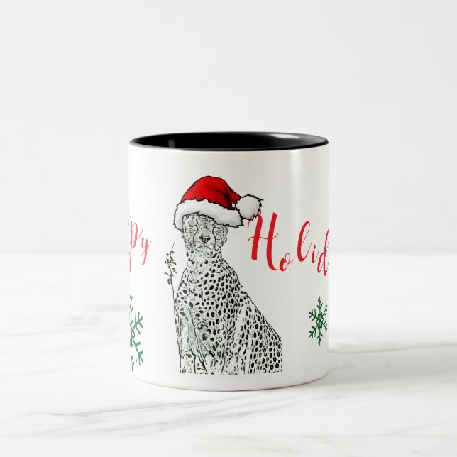 Christmas Cheetah Mug Cup Två-Tonad Mugg (Center)