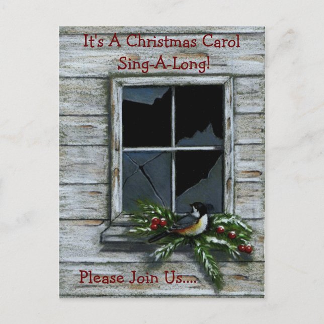 CHRISTMAS: CHICKADEE: INBJUDANDE INBJUDAN VYKORT (Framsida)