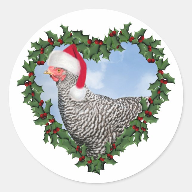 Christmas Chicken * Barred Rock Runt Klistermärke (Framsida)