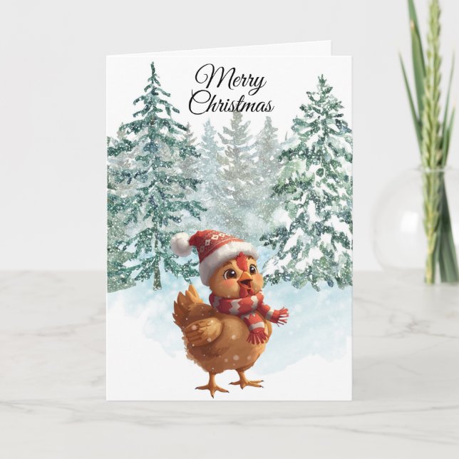 Christmas Chicken Folded Holiday Card Helgkort (Framsida)
