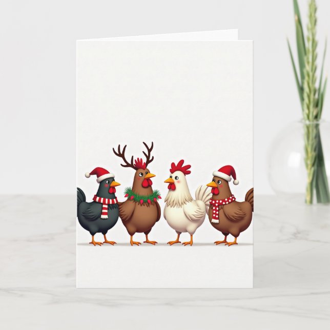 Christmas Chickens Card Kort (Framsida)