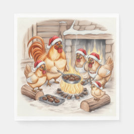 Christmas Chickens Roasting Chestnuts, Napkins Pappersservett