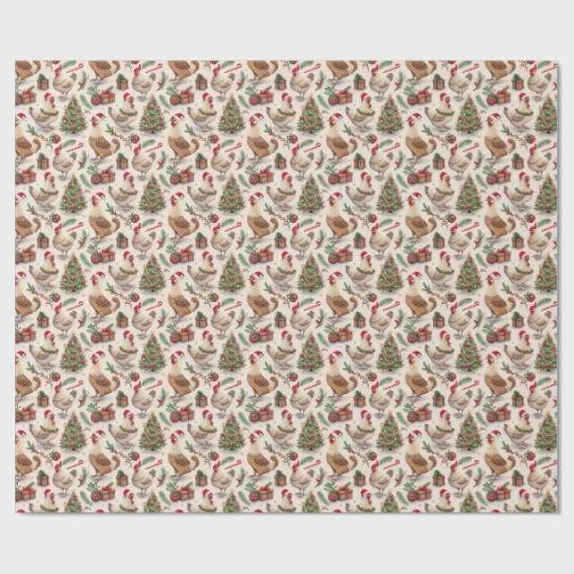 Christmas Chickens Wrapping Paper Presentpapper (Platt)