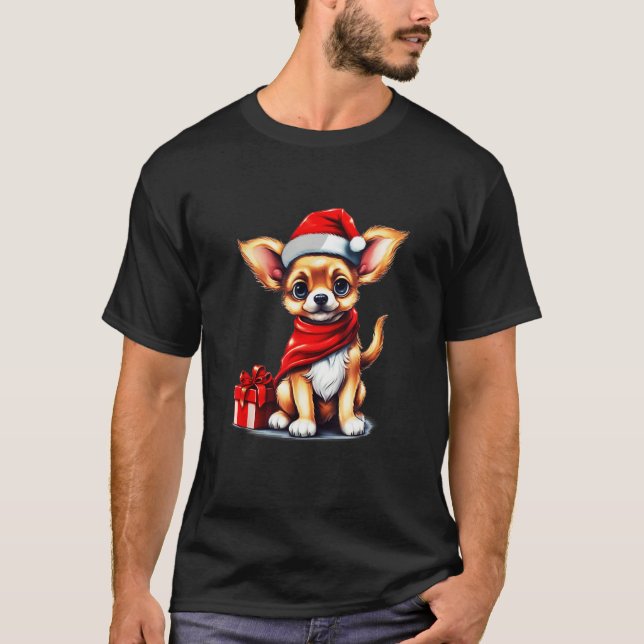 Christmas Chihuahua Graphic Festive Apparel Chihua T Shirt (Framsida)
