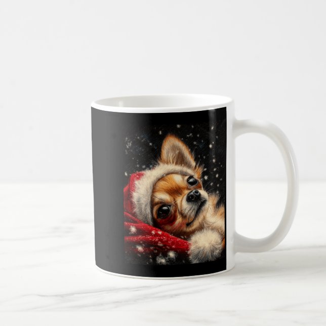 Christmas Chihuahua On A Long Sleeve  Kaffemugg (Höger)