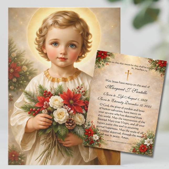 Christmas Child Jesus Catholic Funeral Memorial  Visitkort (Skapare uppladdad)