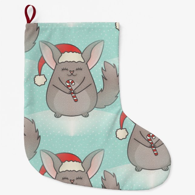 Christmas chinchillas julafton-lagerhållning stor julstrumpa (Framsidan)
