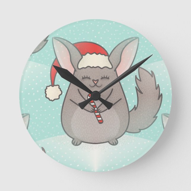 christmas chinchillas rund klocka (Framsida)