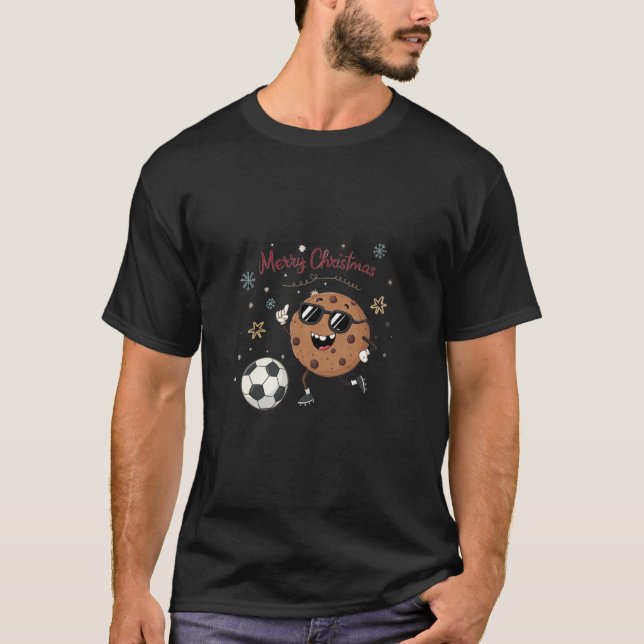 Christmas Chocolate Cookie and Soccer Ball T Shirt (Framsida)
