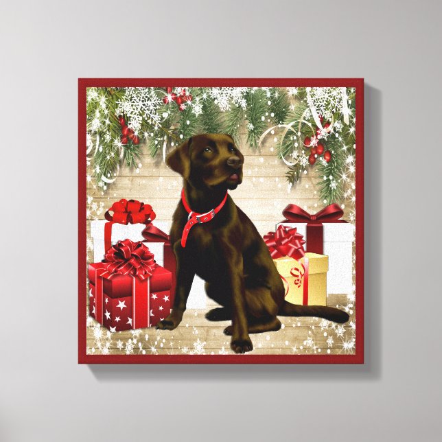 CHRISTMAS CHOCOLATE LABRADOR CANVASTRYCK (Framsida)