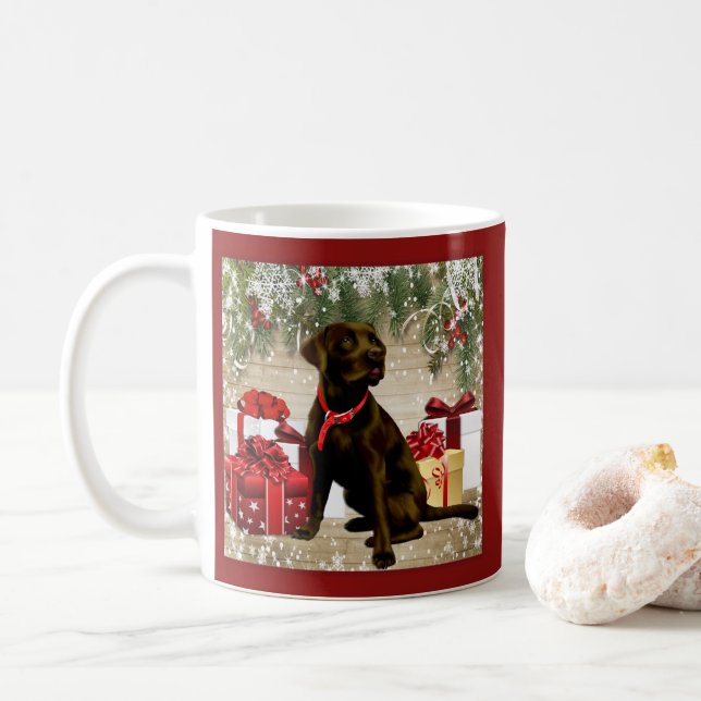 CHRISTMAS CHOCOLATE LABRADOR KAFFEMUGG (Med munk)