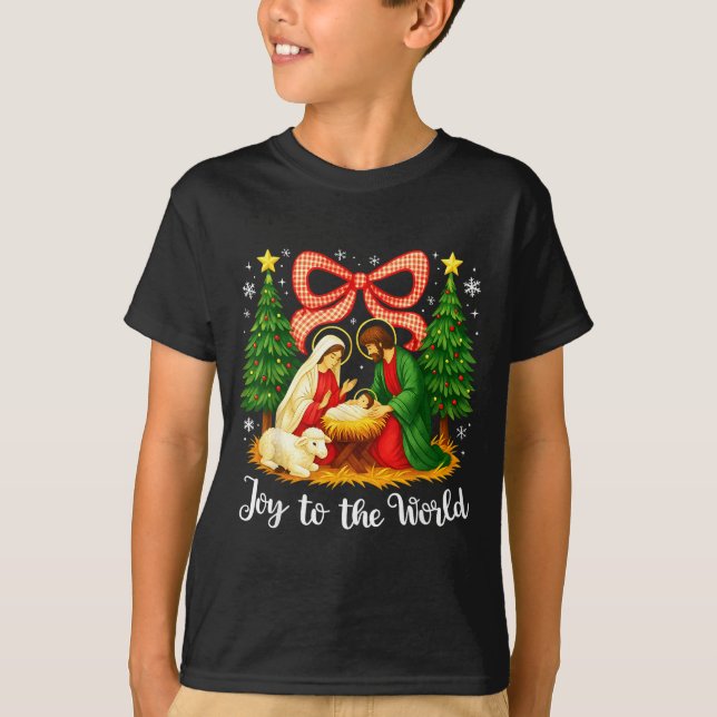 Christmas Christian Joy To The World Coquette Jesu T Shirt (Framsida)