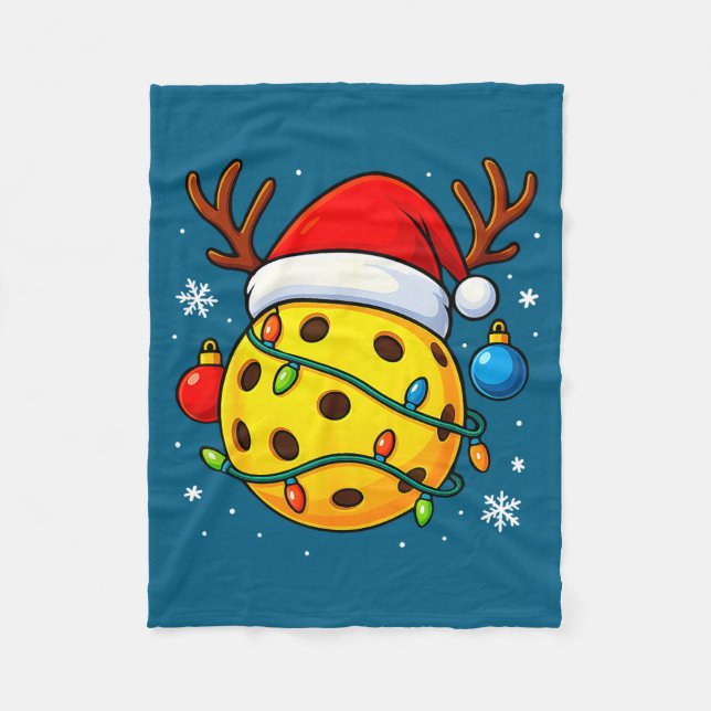 Christmas Ckleball Santa Hat Lights Srts Xmas Paja Fleecefilt (Framsidan)