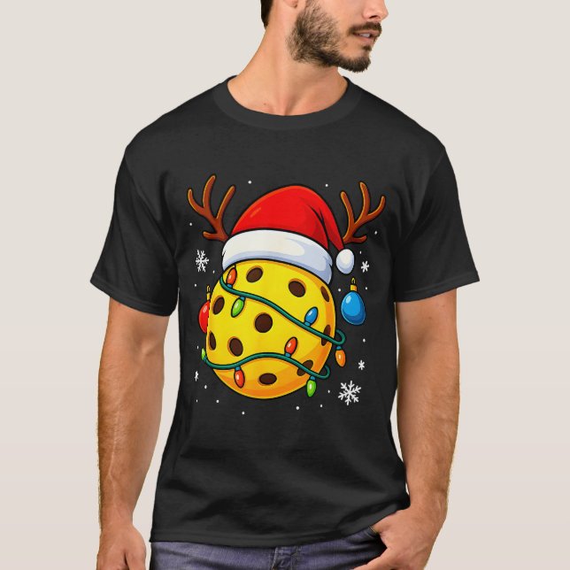Christmas Ckleball Santa Hat Lights Srts Xmas Paja T Shirt (Framsida)
