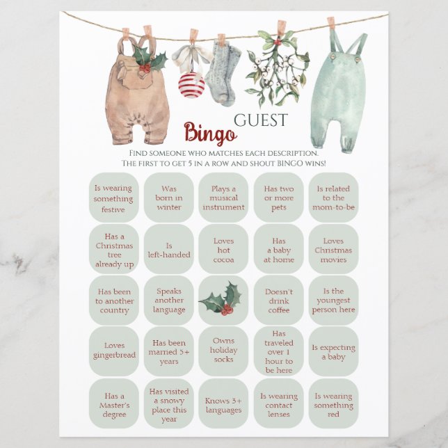 Christmas Clothes Guest Bingo Game (Framsida)