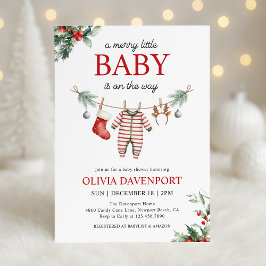 Christmas Clothesline Merry Little Baby Shower Inbjudningar