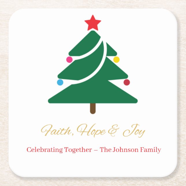 Christmas Coaster with Holiday Motifs Underlägg Papper Kvadrat (Framsidan)