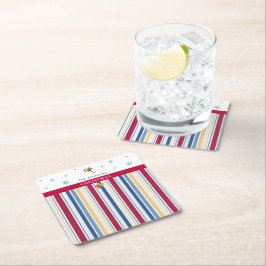 Christmas Coasters – Blue, Red & Gold Stripes Underlägg Papper Kvadrat