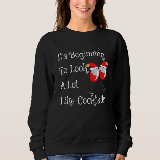 Christmas Cocktails Party Drinking Holiday Bartend T Shirt (Framsida)