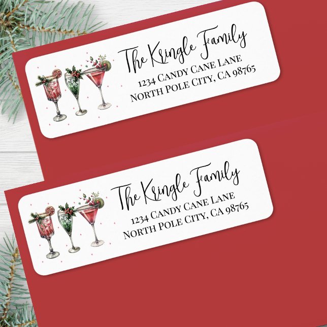 Christmas Cocktails Return Address Label Returadress Etikett (Christmas Cocktails Return Address Label)