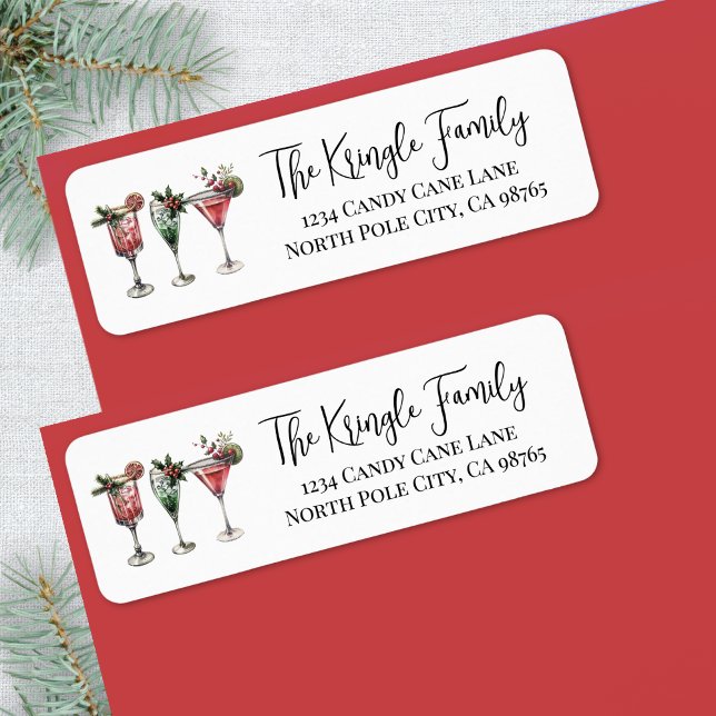Christmas Cocktails Return Address Returadress Etikett (Christmas Cocktails Return Address label)