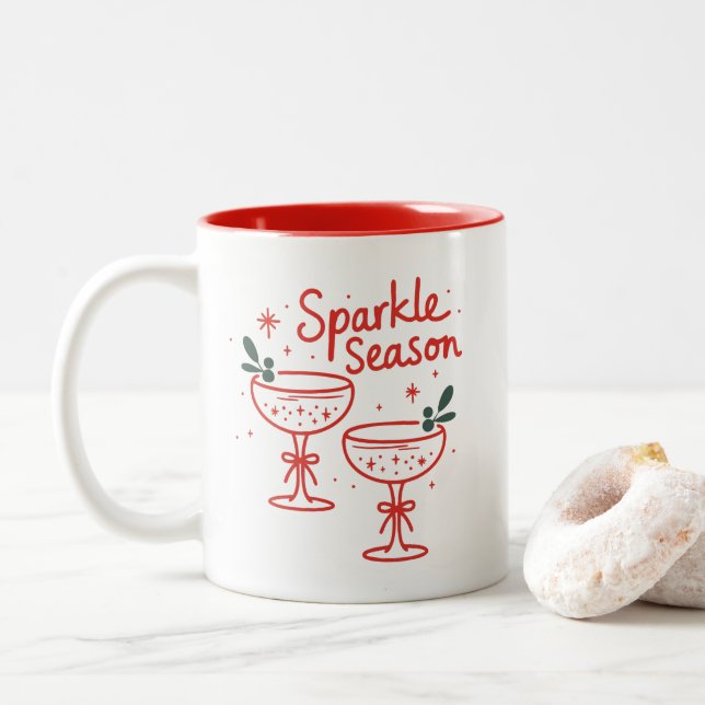 Christmas Cocktails Sparkle Season  Två-Tonad Mugg (Med munk)