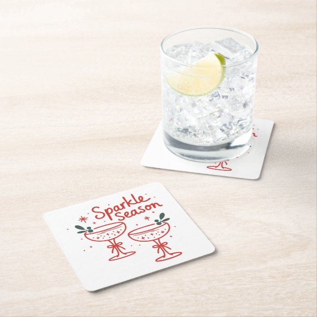 Christmas Cocktails Sparkle Season  Underlägg Papper Kvadrat (Insitu)