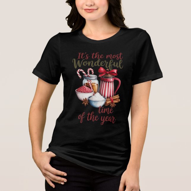 Christmas Coffee & Candy Cane Illustration  T Shirt (Framsida)