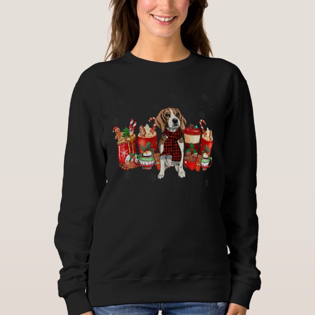 Christmas Coffee Drink Beagle Dog T Shirt (Framsida)