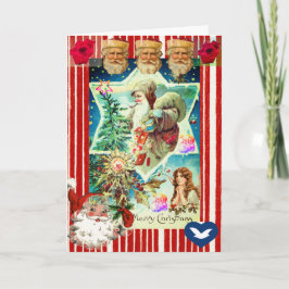CHRISTMAS COLLAGE RETRO IMAGE Foleting Card Kort
