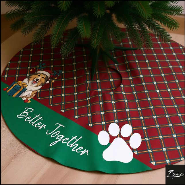 Christmas Collie Dog Reindeer Gift Graphic Julgransmatta Borstad Polyester (Skapare uppladdad)