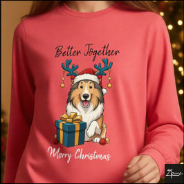 Christmas Collie Dog Reindeer Gift Graphic T Shirt