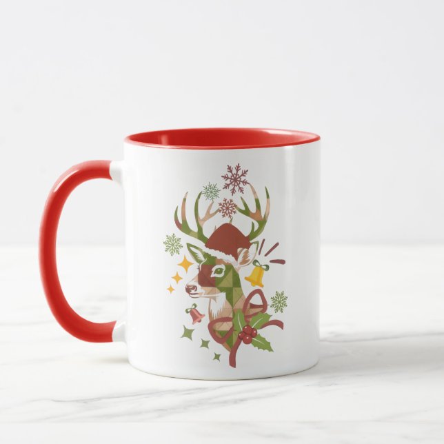 Christmas Colorful Deer Design Colored  Mugg (Vänster)
