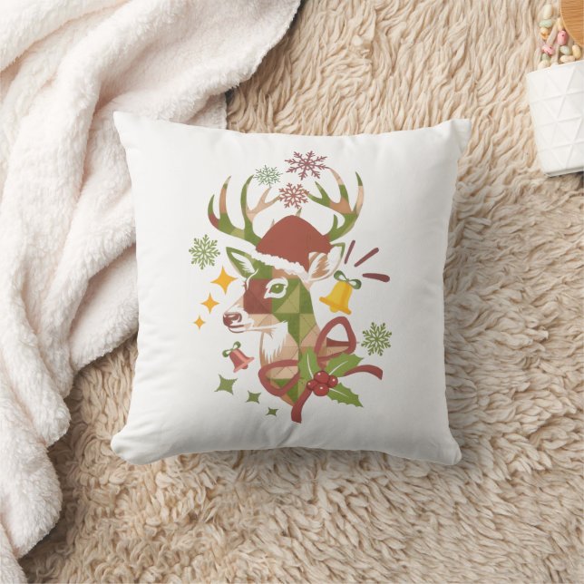 Christmas Colorful Deer Design Kudde (Filt)