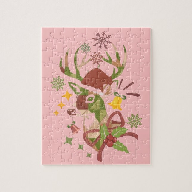 Christmas Colorful Deer Design Pussel (Vertikal)
