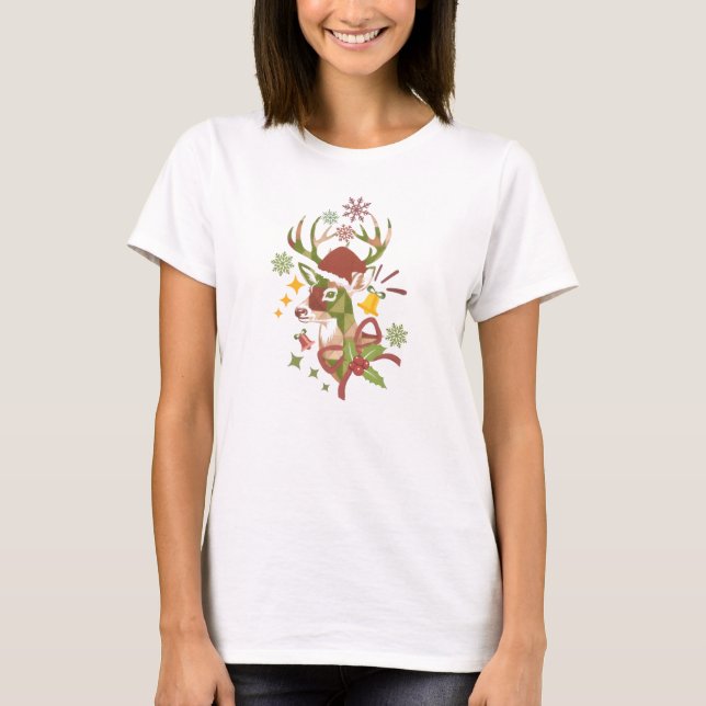 Christmas Colorful Deer Design T Shirt (Framsida)