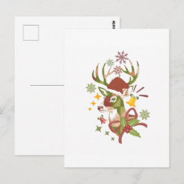 Christmas Colorful Deer Design Vykort