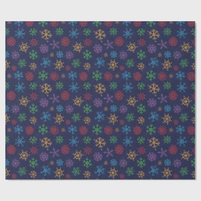 Christmas Colour Snowflakes Themed Packaging Black Presentpapper (Platt)