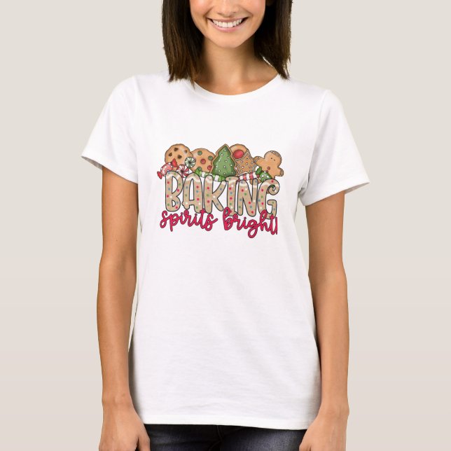 Christmas Cookie Baking T-Shirt- Baking Spirits  T Shirt (Framsida)