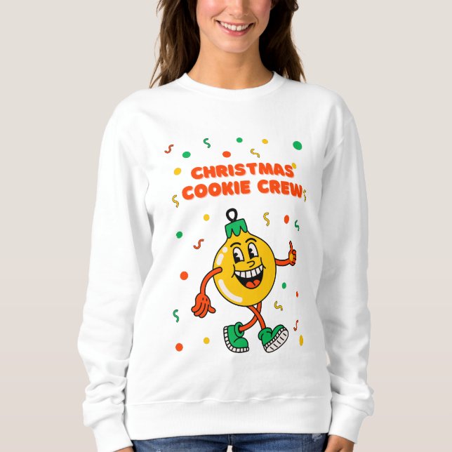 Christmas Cookie Crew, Yellow Ornament, Sweatshirt T Shirt (Framsida)