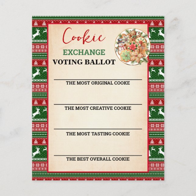 Christmas Cookie Exchange Voting Card Flyer (Framsidan)