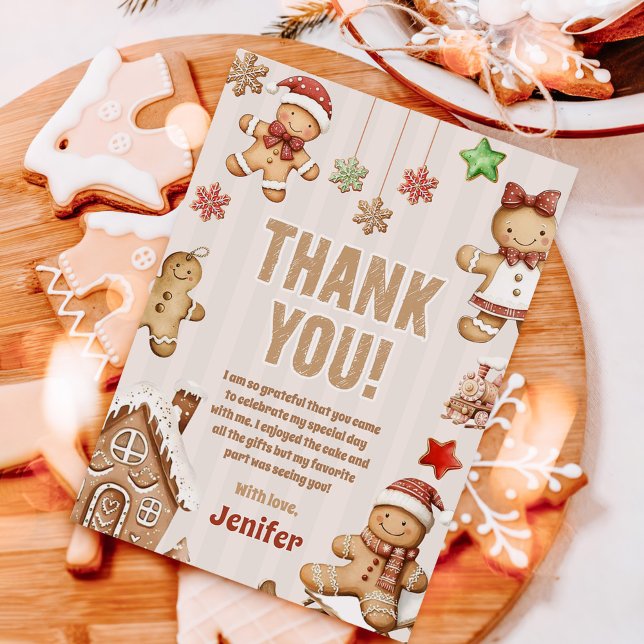 Christmas Cookie Gingerbread Birthday Tack Kort (Skapare uppladdad)
