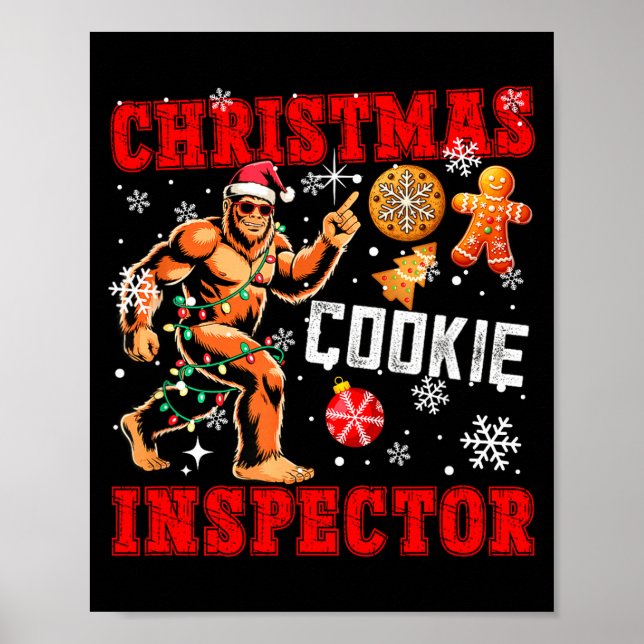 Christmas Cookie Inspector Xmas Santa Bigfoot Funn Poster (Framsidan)